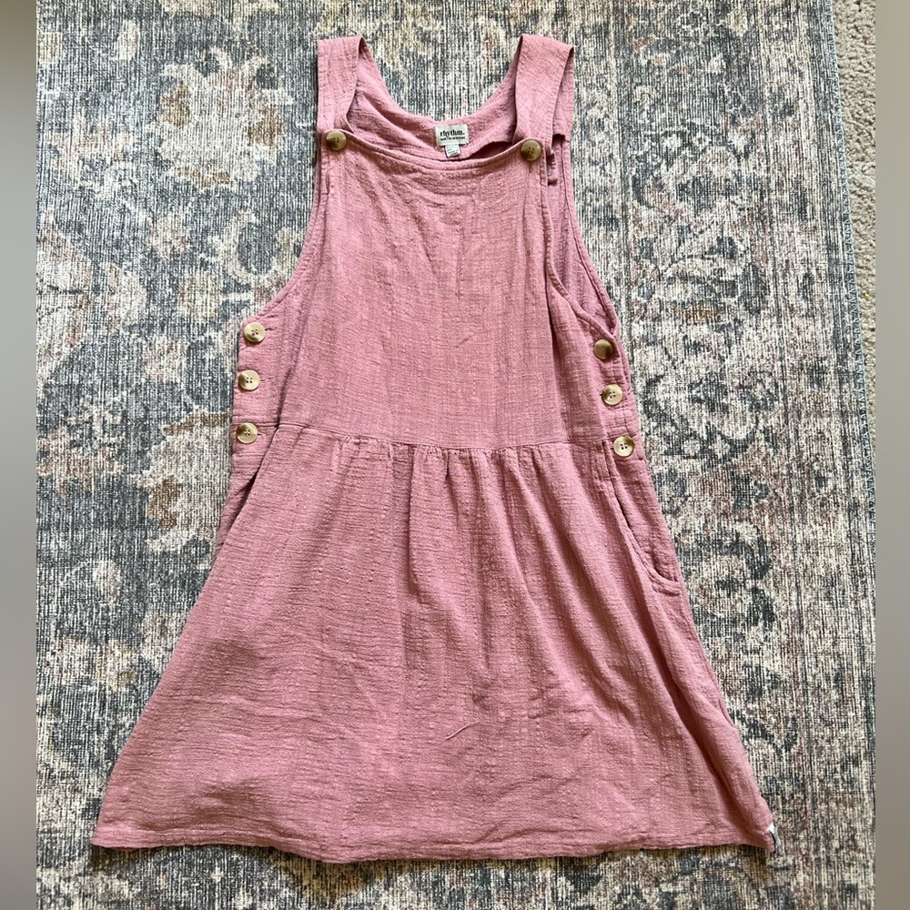 Rhythm pink overall dress. Size: L